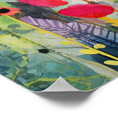 Kleurrijk Levendig Poppy Bloemveld Bloemig Poster (Hoek)