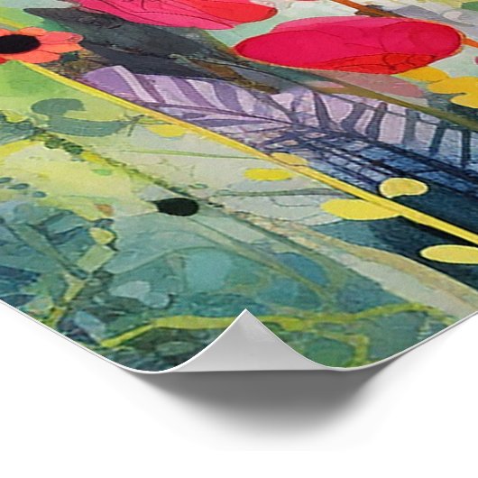 Kleurrijk Levendig Poppy Bloemveld Bloemig Poster (Hoek)