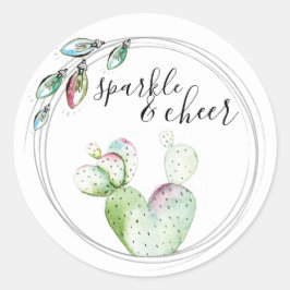 Kleurrijk licht en cactus-envelop ronde sticker