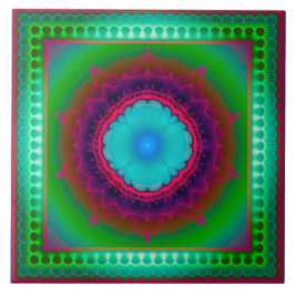 Kleurrijk lichtfractaal ornament tegeltje