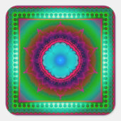 Kleurrijk lichtfractaal ornament vierkante sticker (Voorkant)