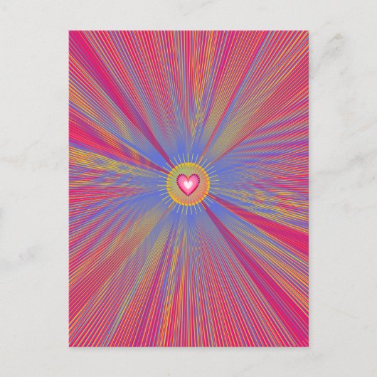 Kleurrijk lichtstraal Psychedelic Trippy Shiny Hea Briefkaart (Voorkant)