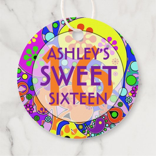 Kleurrijk Lief 16 Verjaardagsfeest Bedankjes Labels (Achterkant)