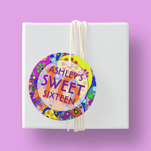Kleurrijk Lief 16 Verjaardagsfeest Bedankjes Labels