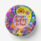 Kleurrijk Lief 16 Verjaardagsfeest Papieren Kommen (Voorkant)