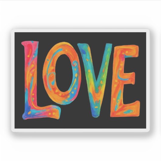 Kleurrijk liefdeswoord sticker (Voorkant)