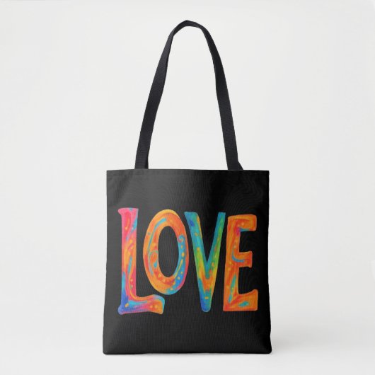 Kleurrijk liefdeswoord tote bag (Voorkant)
