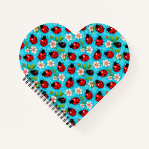 Kleurrijk Lieveheersbeestje Patroon met Bloemen Notitieboek