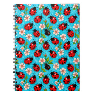 Kleurrijk Lieveheersbeestje Patroon met Bloemen Notitieboek