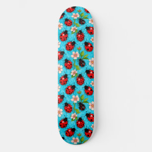 Kleurrijk Lieveheersbeestje Patroon met Bloemen Persoonlijk Skateboard