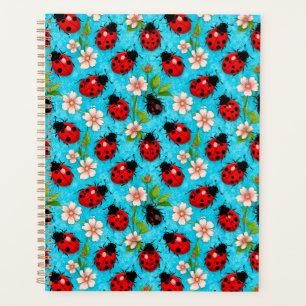Kleurrijk Lieveheersbeestje Patroon met Bloemen Planner