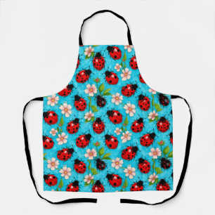 Kleurrijk Lieveheersbeestje Patroon met Bloemen Schort