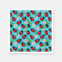 Kleurrijk Lieveheersbeestje Patroon met Bloemen