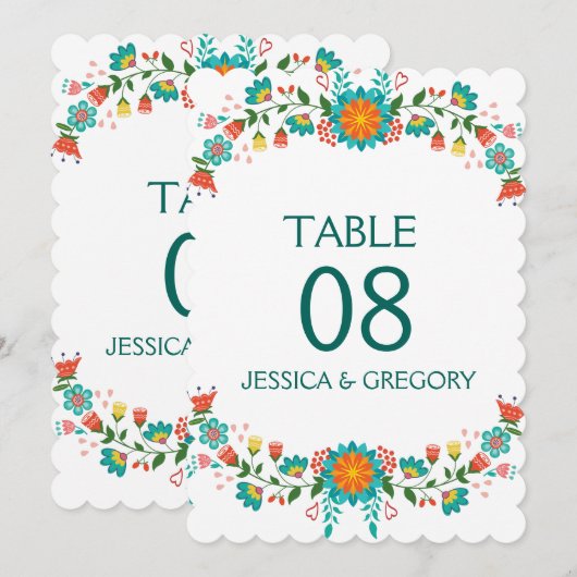 Kleurrijk Lijst van Retro Floral Kaart (Voorkant / Achterkant)