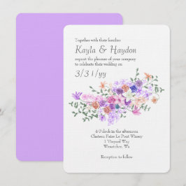 Kleurrijk Lila, Roze, Perzik, Blauw Rose Boeket Kaart