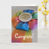 Kleurrijk lint, gefeliciteerd! kaart (Gele Bloem)