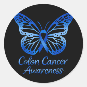 Kleurrijk lint voor colorectale darmkanker bewustz ronde sticker