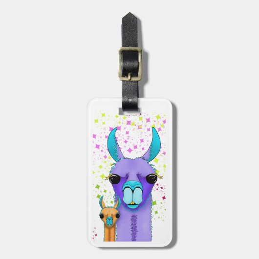 Kleurrijk Llama Bagagelabel (Voorkant verticaal)