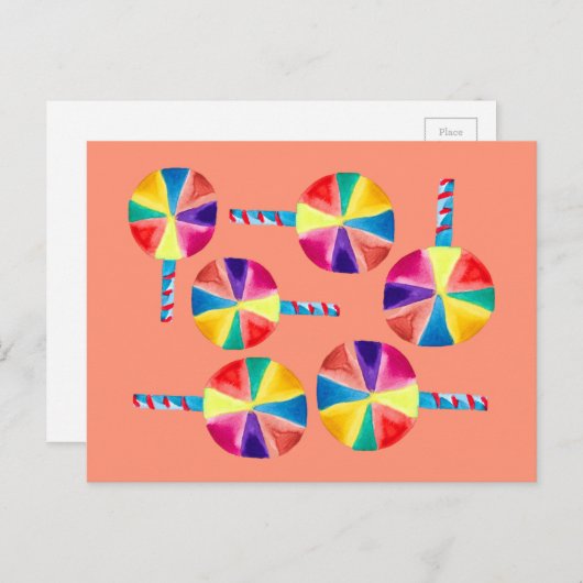 Kleurrijk lolly-patroon briefkaart (Voorkant / Achterkant)