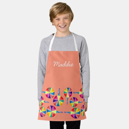 Kleurrijk lolly-patroon schort (Gedragen)