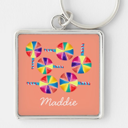 Kleurrijk lolly-patroon sleutelhanger (Voorkant)