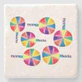 Kleurrijk lolly-patroon stenen onderzetter (Voorkant)