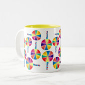 Kleurrijk lolly-patroon tweekleurige koffiemok (Voorkant links)