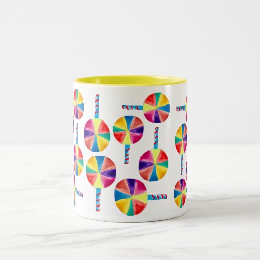 Kleurrijk lolly-patroon tweekleurige koffiemok (Center)