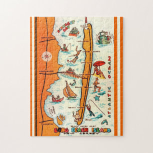 Kleurrijk Long Beach Island 11x14 kaart  Legpuzzel