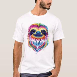 Kleurrijk luiaardengezicht Cute regenwoud Jungle D T-shirt