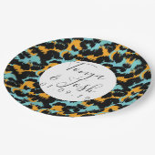 Kleurrijk Luipaardprintpatroon Moderne Bruiloft Papieren Bordje (Gekanteld)