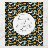 Kleurrijk Luipaardprintpatroon Moderne Bruiloft Wijn Etiket (Enkel label)