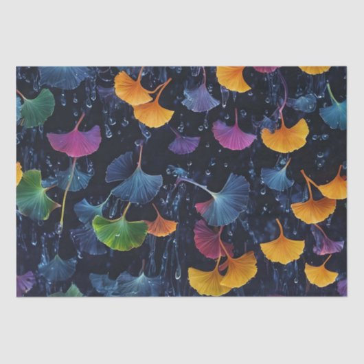 Kleurrijk Luminogram Ginkgo Bladeren Decoupage / Tissuepapier (Voorkant)