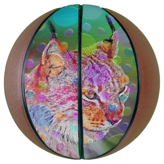 Kleurrijk Lynx portret, abstracte kunst Basketbal (Verticaal)