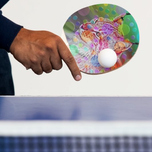 Kleurrijk Lynx portret, abstracte kunst Tafeltennisbatje (Insitu)