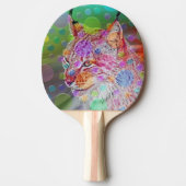 Kleurrijk Lynx portret, abstracte kunst Tafeltennisbatje (Voorkant)