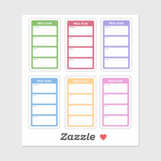 Kleurrijk maaltijdplan sticker (Vel)