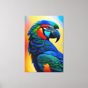 Kleurrijk Macaw Parrot Bird Painvas Afdrukken