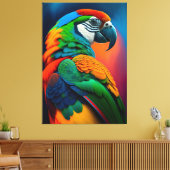 Kleurrijk Macaw Parrot Bird Painvas Afdrukken (Insitu (Woonkamer))