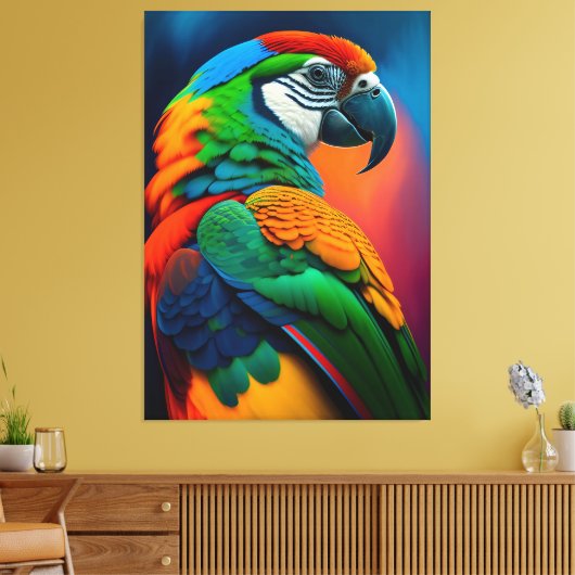 Kleurrijk Macaw Parrot Bird Painvas Afdrukken (Insitu (Woonkamer))
