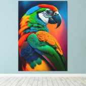 Kleurrijk Macaw Parrot Bird Painvas Afdrukken (Insitu (Houten vloer))