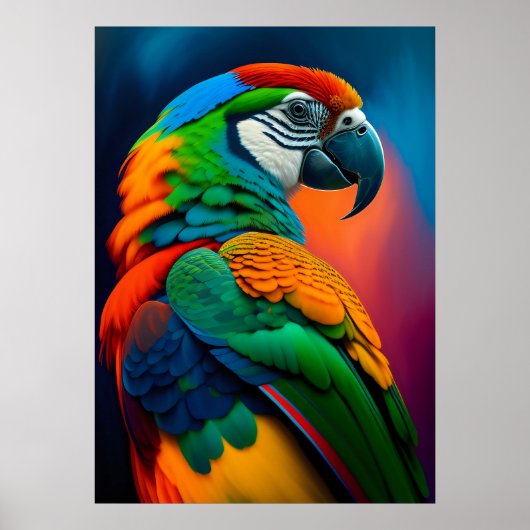 Kleurrijk Macaw Parrot Poster voor vogelschilderen (Voorkant)