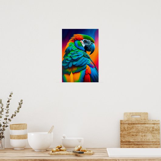 Kleurrijk Macaw Parrot Poster voor vogelschilderen (Keuken)