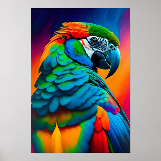 Kleurrijk Macaw Parrot Poster voor vogelschilderen (Voorkant)