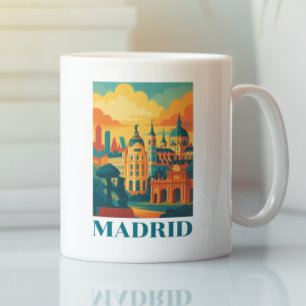 Kleurrijk Madrid Spanje Vintage Reis Koffiemok