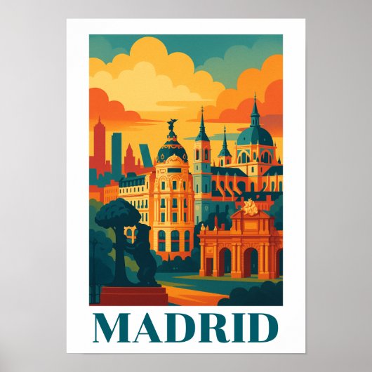 Kleurrijk Madrid Spanje Vintage Reis Poster (Voorkant)