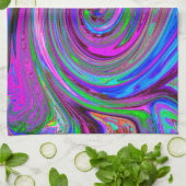 Kleurrijk magenta wervelkolom Abstract ontwerp Theedoek (Gevouwen)