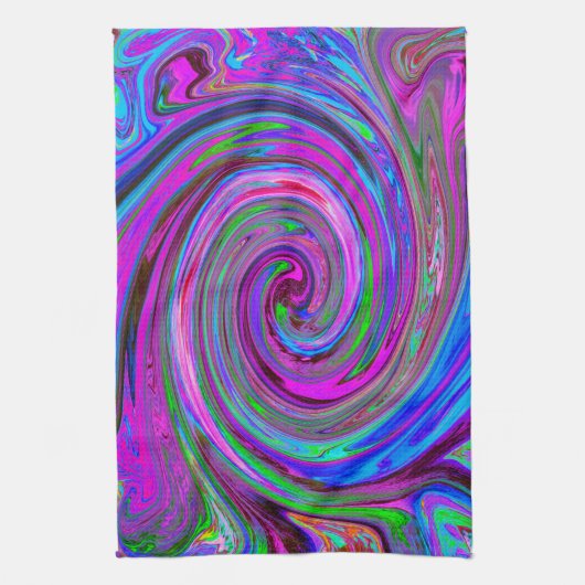 Kleurrijk magenta wervelkolom Abstract ontwerp Theedoek (Verticaal)