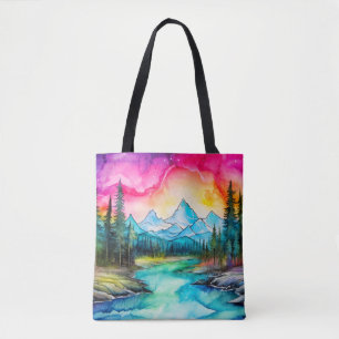 Kleurrijk Majestueus Landschap Bij Zonsondergang Tote Bag