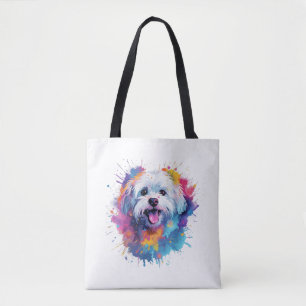 Kleurrijk Maltees Splash Art Hond T-shirt Classic Tote Bag